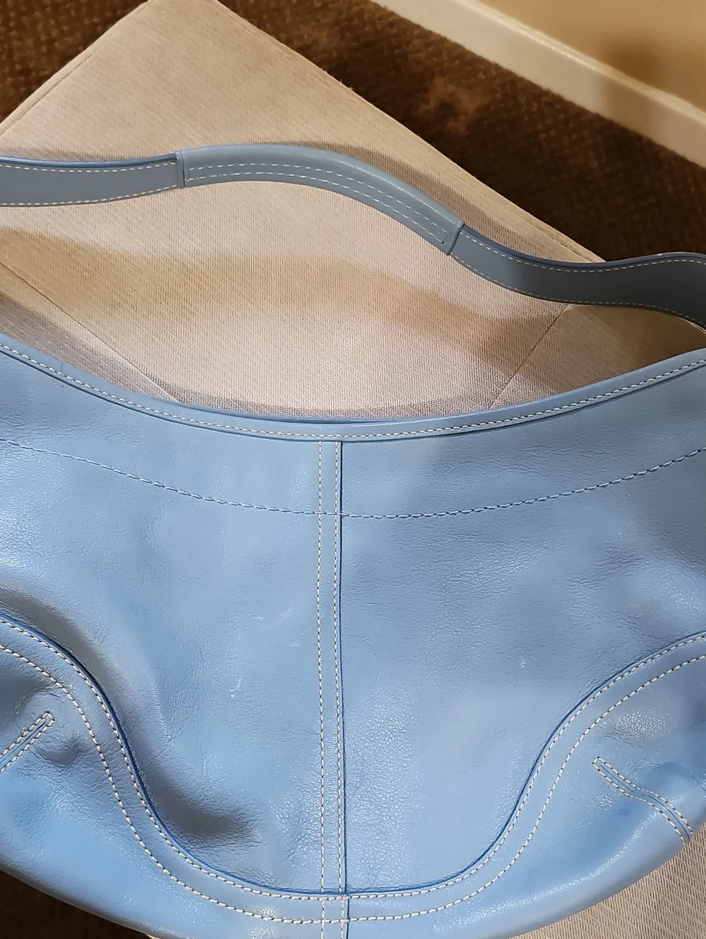 COACH Light Blue Leather Shoulder Bag - Picture 5 of 5